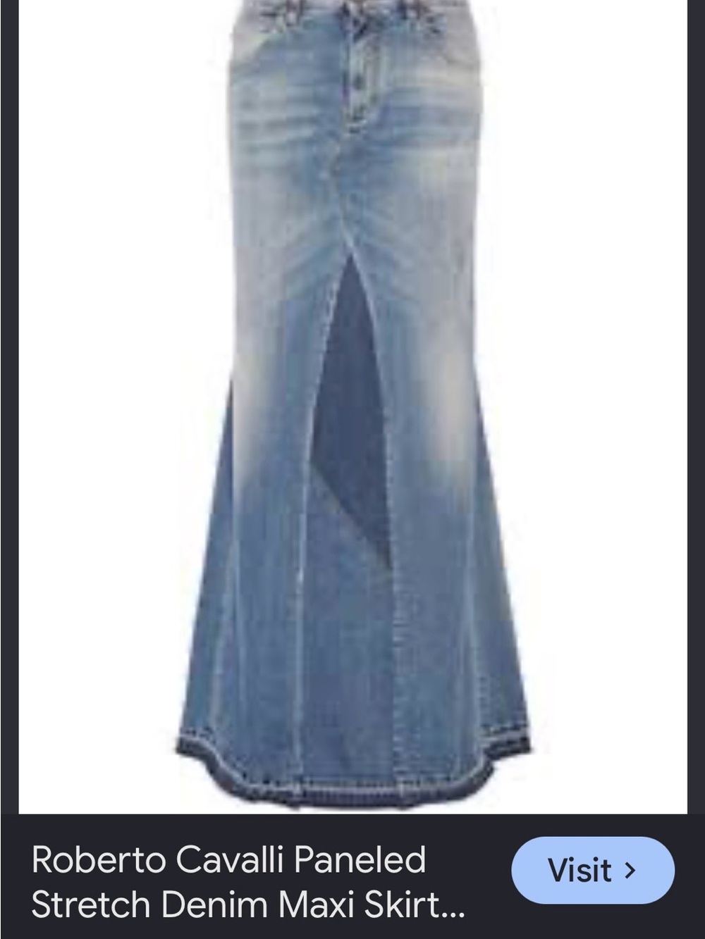 Roberto Cavalli Two-Tone Blue Paneled Denim Flare Maxi Skirt